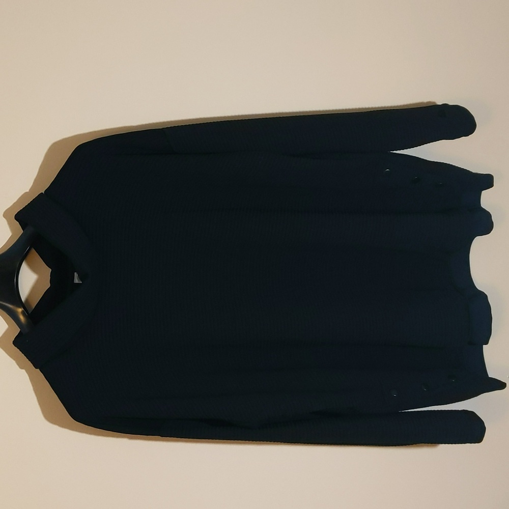 Joe Fresh| NWT Black Mock Neck Long Tee Textured Stripes and Buttoned Side Slits